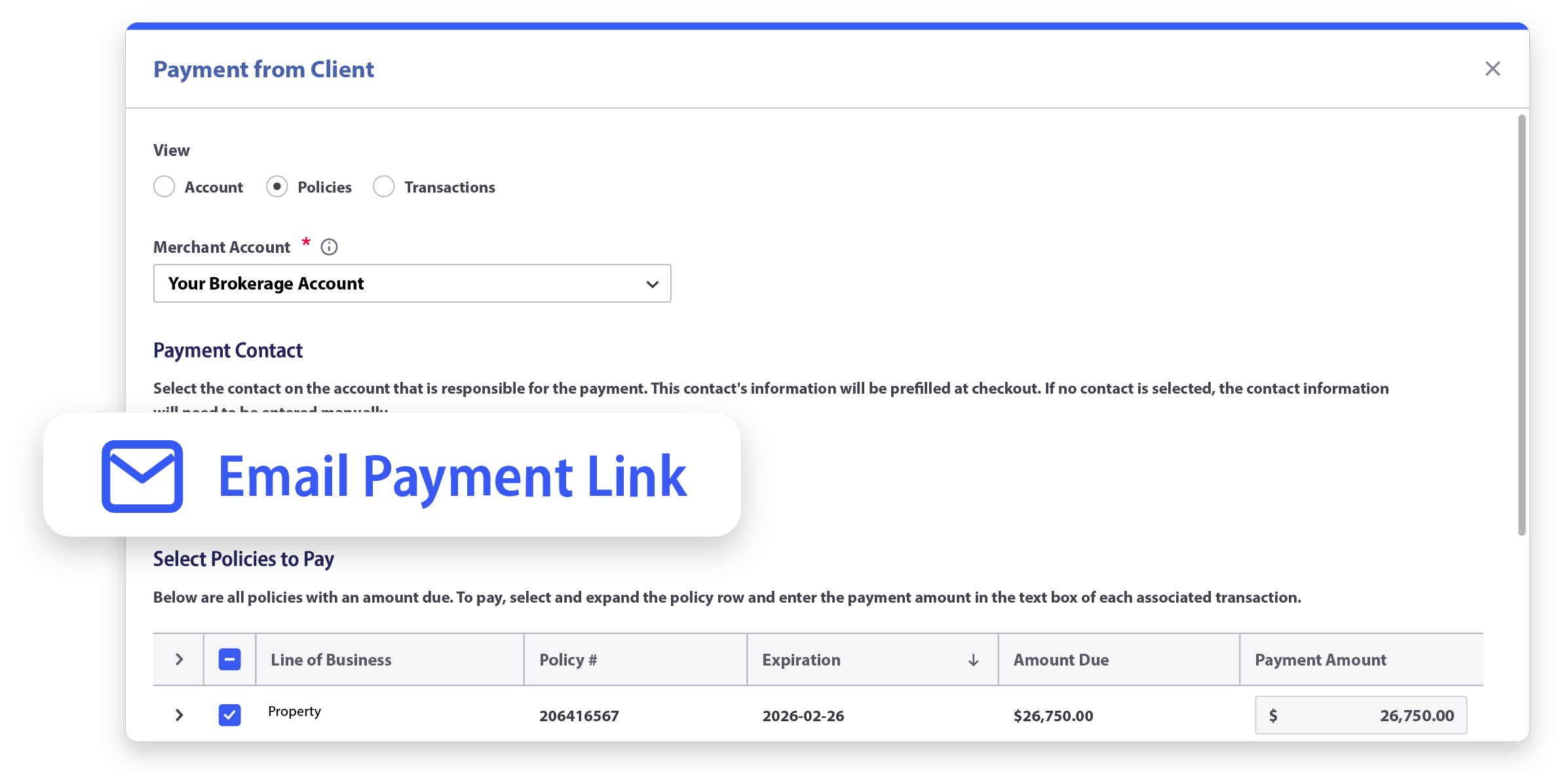 Every payment posts back to the client’s account the moment it clears