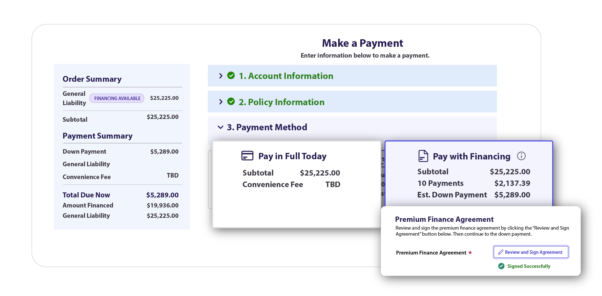 Offer premium financing without sending clients to a separate portal