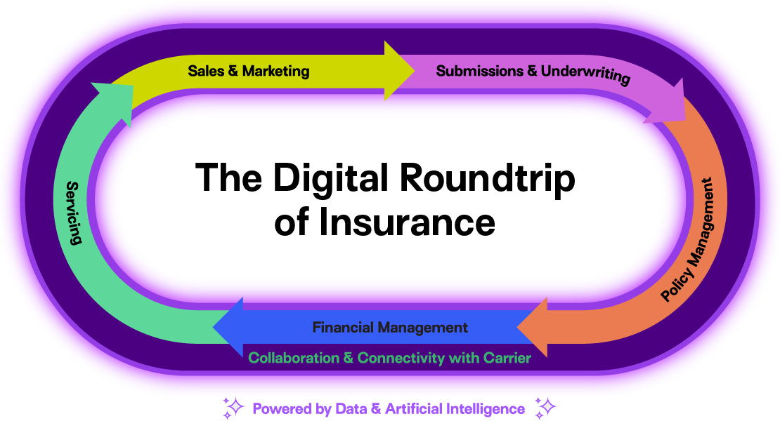 Digital Roundtrip of insurance infographic